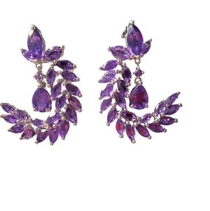Genuine African Amethyst And Sterling Silver Drop Earrings